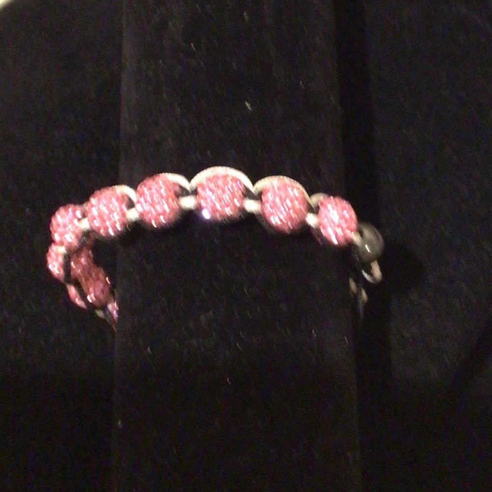 🛍2 for $30🛍NWOT pink crystal shamballa braided expandable bracelet .